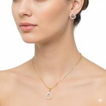 Presente de Aniversário Conjunto Gota Vazada Ouro 18k Presente de Aniversário Conjunto Gota Vazada Ouro 18k