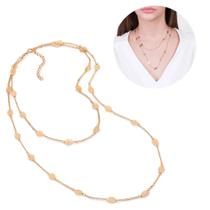 Presente De Aniversário Feminino Rommanel Gargantilha Dupla Com Folhas Banhada Ouro 18k