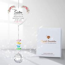 Presente de aniversário Suncatcher AZEEBOI Heart Crystal para irmã Presente de aniversário Suncatcher AZEEBOI Heart Crystal para irmã