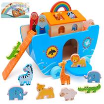 Presente de batismo de madeira Toy Noah's Ark Yelakey de 1 a 4 anos com livro Presente de batismo de madeira Toy Noah's Ark Yelakey de 1 a 4 anos com livro