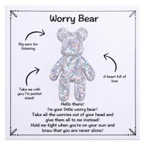 Presente de bolso Worry Bear Aesnefe para alívio da ansiedade branco