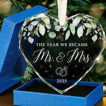 Presente de casamento HEXMOZ Just Married, enfeite de vidro 2025