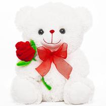 Presente de Dia dos Namorados Teddy Bear Quaakssi 30 cm branco com rosa