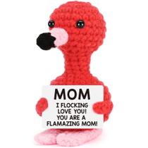 Presente de flamingo de crochê feito à mão para o aniversário da mãe e da filha Presente de flamingo de crochê feito à mão para o aniversário da mãe e da filha