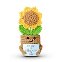 Presente de mini crochê de girassol SOL VIBES para colega de trabalho e professor
