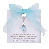 Presente de noiva Charm MIXJOY Blue Pearl com fita de 3,3 cm