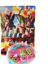 Presente de Páscoa Doces e Chocolates + Quebra-cabeça Ovos de Páscoa de 90 peças