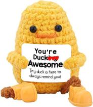 Presente de positividade feito à mão com patinho de crochê AiCase 8x6 cm