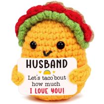 Presente de taco crochet romântico feito à mão para marido e esposa
