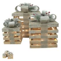 Presente decorativo c/3 25x40cm bege champanhe florarte Presente decorativo c/3 25x40cm bege champanhe florarte