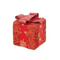 Presente Decorativo Natal Vermelho Glitter Enfeite Luxo 10cm