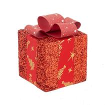 Presente Decorativo Natal Vermelho Glitter Enfeite Luxo 12cm
