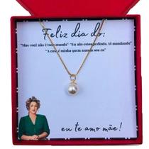 Presente dia das mães colar de pérola banhado a ouro 18k