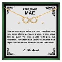 Presente Dia Das Mães Colar Pingente Infinito Dourado + Dedicatória Presente Dia Das Mães Colar Pingente Infinito Dourado + Dedicatória