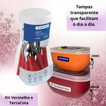 Presente Dia das Mães Kit Faqueiro 20p Inox e Potes Mix Color para Cozinha Elegante