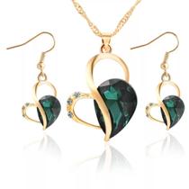 Presente Dia Dos Namorados Conjunto De Colar E Brincos com Pingente Verde Presente Dia Dos Namorados Conjunto De Colar E Brincos com Pingente Verde