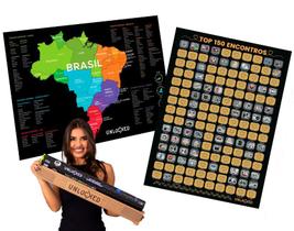 Presente Dia dos Namorados, Kit 2 Mapas, 1x TOP 150 Encontros + 1X Mapa Brasil 60X42 - QuadrosDecorativos.com
