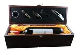 Presente dia dos pais Caix para Vinho Luxo com 6 Acessórios Inox Caixa Madeira com Dosador - Un home Presente dia dos pais Caix para Vinho Luxo com 6 Acessórios Inox Caixa Madeira com Dosador - Un home