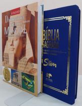 Presente Dia Dos Pais - Kit Estudo Bíblico - Biblia Slim Azul Royal + Dicionario Biblico Ilustrado