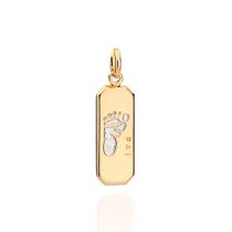 Presente Dia Dos Pais Pingente Placa Pé De Bebê Banhado Ouro 18k Presente Dia Dos Pais Pingente Placa Pé De Bebê Banhado Ouro 18k