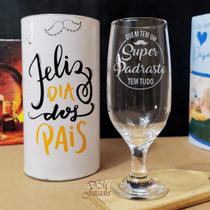 Presente dia dos Pais - Taça para cerveja/chopp Super Padrasto + Tubo Lata - dm jateados