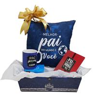Presente Do Dia Dos Pais - Kit Cesta Caneca Almofada Cartão