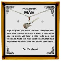 Presente Especial Mãe Colar Feminino Pingente Guitarra Aço