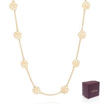 Presente Feminino Colar Cordão Rommanel Rosas 531247 Dourado
