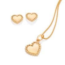 Presente Feminino Perfeito Rommanel Original Colar + Brincos E Pingente Coração Trabalhado