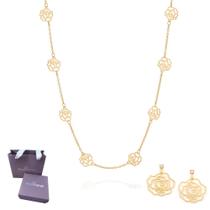 Presente Feminino Rosas Vazadas Rommanel Banhado A Ouro 18k Lindo Elegante