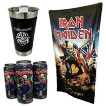 Presente Iron Maiden 3 Cervejas 473Ml+ Copo Térmico + Toalha