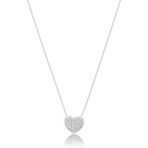 Presente Kit Corrente Feminina Coração Cravejado Prata 925