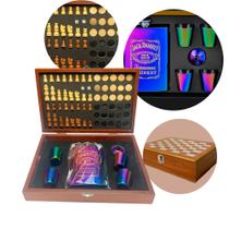 Presente Kit Jogo De Xadrez Dama Porta Bebidas Cantil Copos