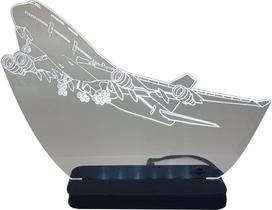 Presente - Luminária Abajur em Acrílico Decorativa de Mesa Avião Boeing 747 - Decoração