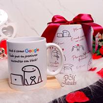 Presente Namorados - Caneca Flork meme Casal Google + Tubo Lata - Dm Jateados