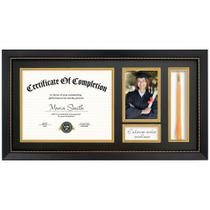 Presente obrigatório com moldura de diploma de 11 x 22 cm com porta-borlas para certificação