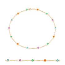 Presente Para Adolescente Rommanel Choker Cristais Coloridos Banhado Ouro 18k Presente Para Adolescente Rommanel Choker Cristais Coloridos Banhado Ouro 18k