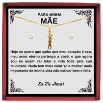 Presente Para Dia Das Mães Colar Abraço Eterno + Brincos + Dedicatória