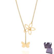 Presente Para Mulher Colar Rommanel Lindo Com Flor E Borboleta Presente Para Mulher Colar Rommanel Lindo Com Flor E Borboleta