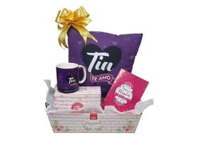 Presente para Tia - Kit Cesta Com Almofada Caneca Tia Te Amo