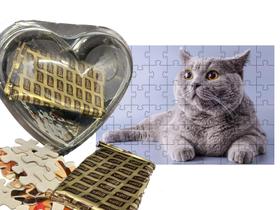 Presente Páscoa Diet Chocolate Idosos + 1 Quebra-Cabeça Gato - Coleção Tea E Amor