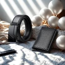 Presente Perfeito para o Dia dos Pais Kit com Cinto de Couro + Carteira Slim Moderna