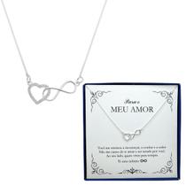 Presente Pra Namorada Colar Amor Coração Infinito Prata 925 Cordão Feminino