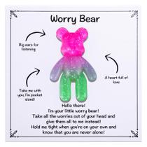 Presente Worry Bear Pocket Hug para alívio da ansiedade Aesnefe rosa verde