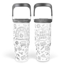 Presentes de agradecimento para professores, o melhor copo para professores de todos os tempos, copos isolados de aço inoxidável, xícara de café para viagem com alça e canudo giratório, presentes de estudantes para estudantes de aniversário e natal