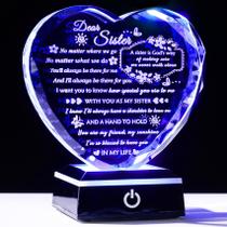 Presentes de aniversário da irmã YWHL, de irmã, irmão para minhas irmãs, lembrança de coração de cristal com base de luz colorida, presentes de irmã para mulheres no Natal, Dia das Mães Presentes de aniversário da irmã YWHL, de irmã, irmão para minhas irmãs, lembrança de coração de cristal com base de luz colorida, presentes de irmã para mulheres no Natal, Dia das Mães