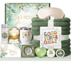 Presentes de aniversário para mulheres, presentes de autocuidado, relaxantes, cestas de presentes de spa, fique bem em breve, pacote de cuidados para mulheres com cobertor, ideia exclusiva de presentes para mãe, mãe, esposa, namorada, melhor amiga e irmã