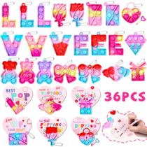 Presentes de Dia dos Namorados, chaveiros pop, pacote com 36 cartões para crianças