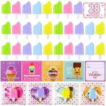 Presentes de Dia dos Namorados DOBKDTUYS 28 pacotes de cartões com canetas para crianças Presentes de Dia dos Namorados DOBKDTUYS 28 pacotes de cartões com canetas para crianças