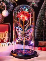 Presentes de Dia dos Namorados Forever Flor de rosa de vidro com borboleta Presentes de Dia dos Namorados Forever Flor de rosa de vidro com borboleta